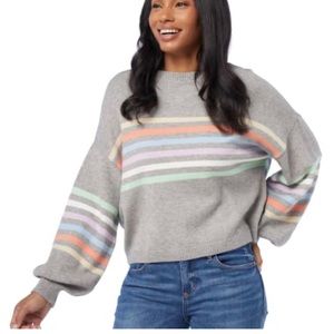 Striped Balloon Sleeve Sweater